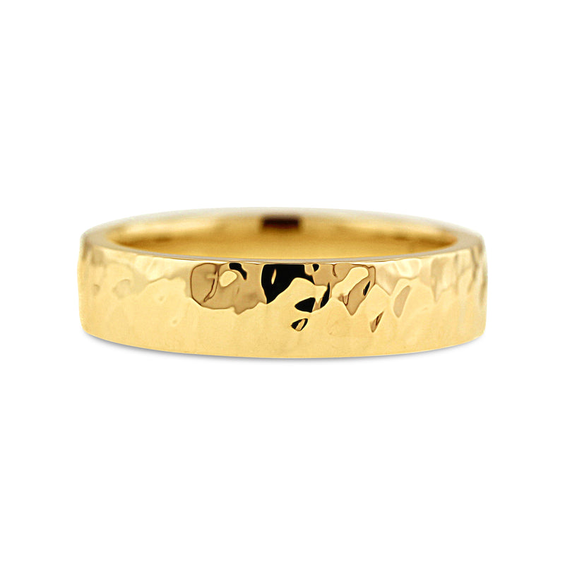HAMMERED FINISH RING IN 18K YELLOW GOLD