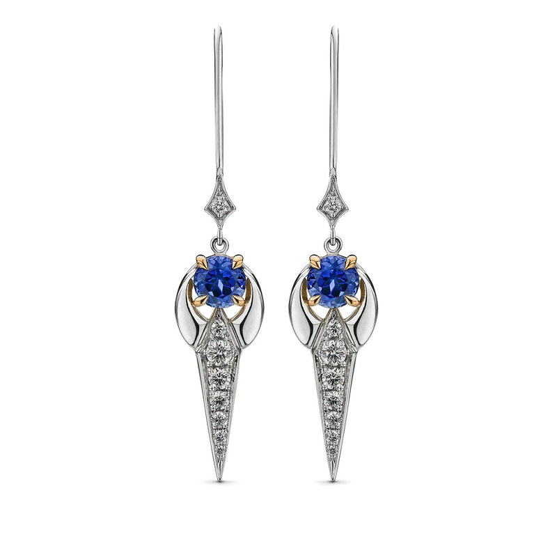 Tanzanite and diamond earrings in 18k mixed metal