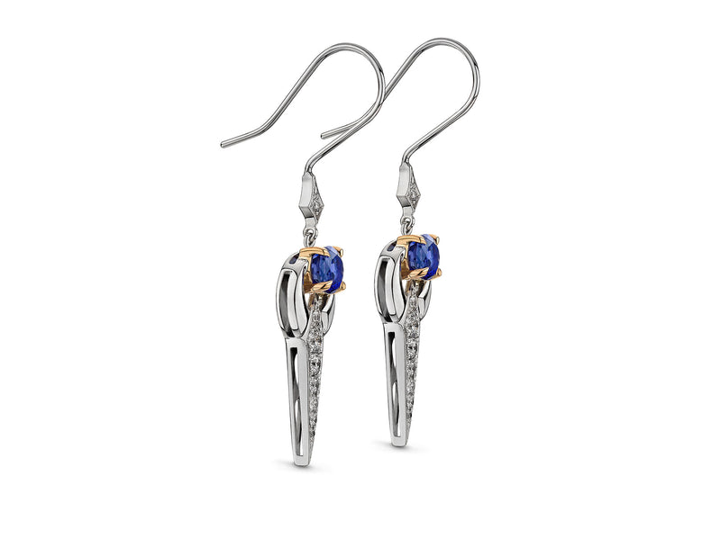 Tanzanite and diamond earrings in 18k mixed metal