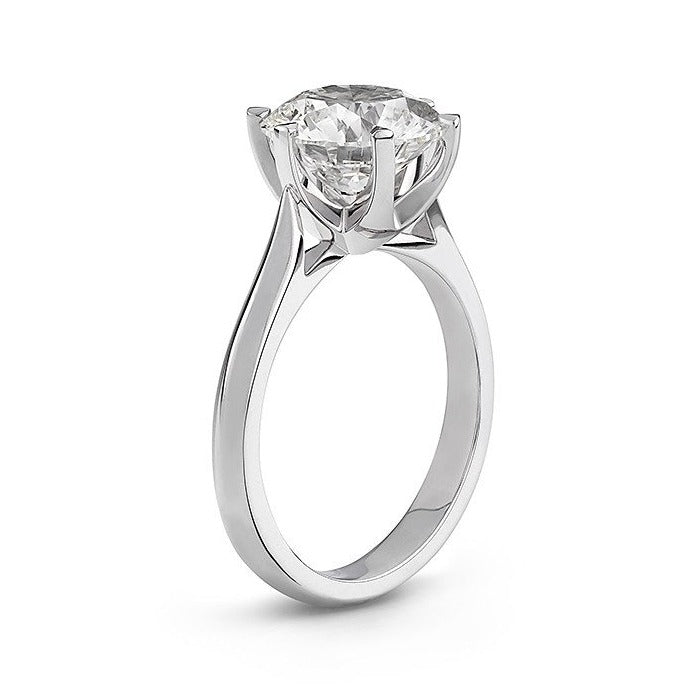 Round diamond solitaire ring in 18k white gold