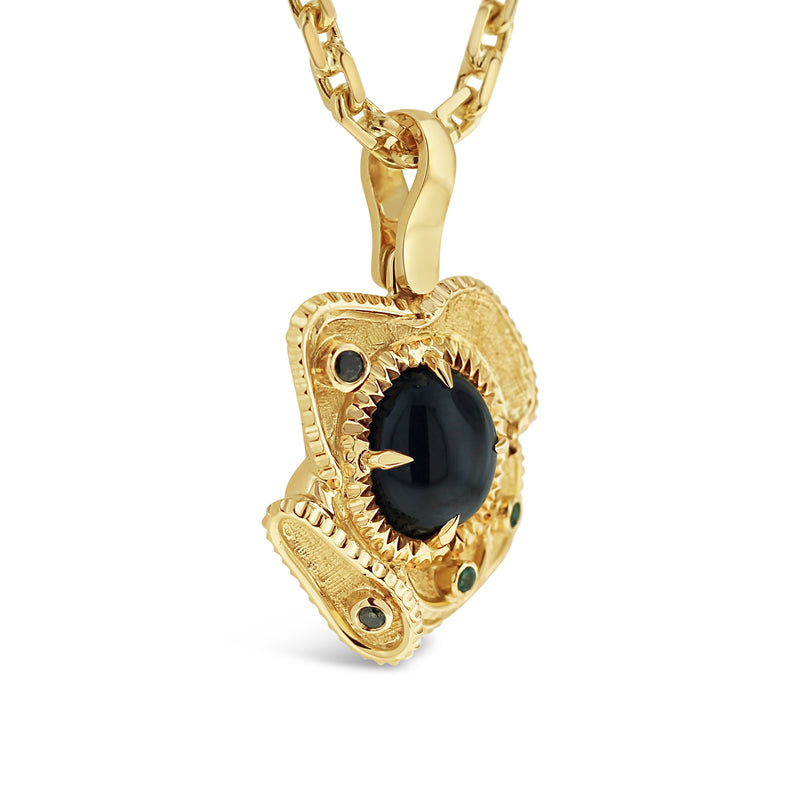Sapphire and mixed stone pendant in 18k yellow gold