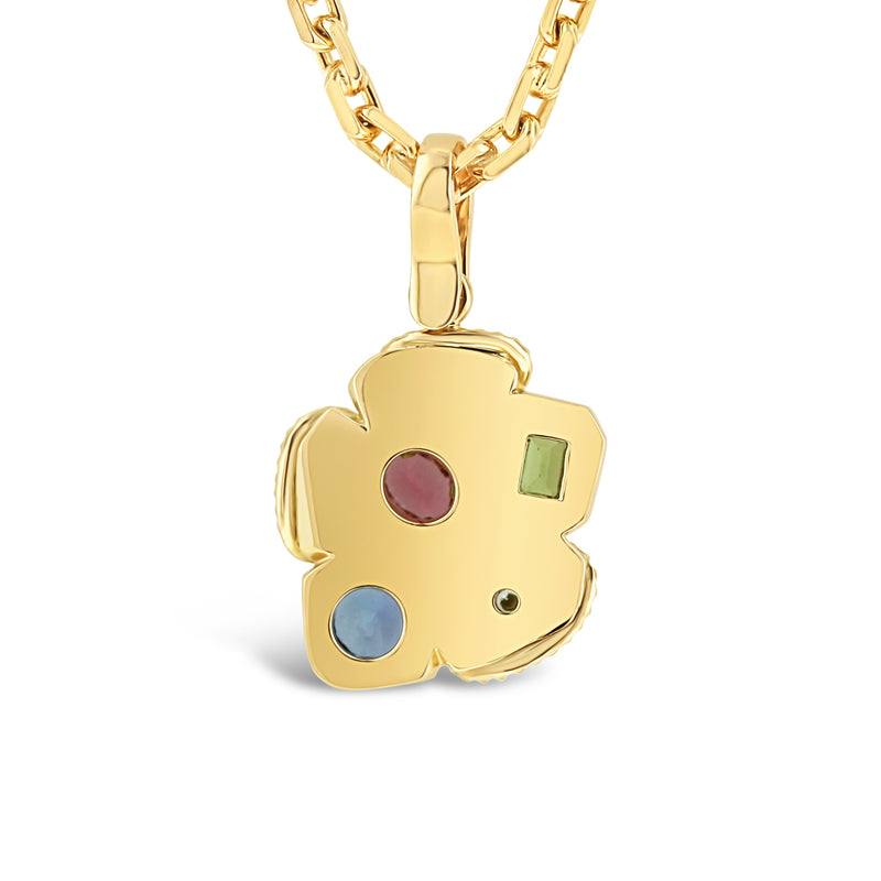 Mixed stone pendant in 18k yellow gold