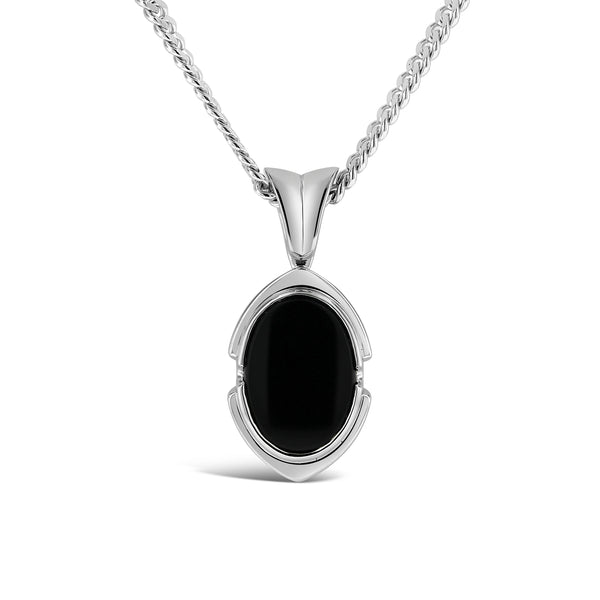 W Taranto jewellers oval onyx gemstone sterling silver pendant necklace mens jewellery Sydney jeweller jewelry handmade jewellery