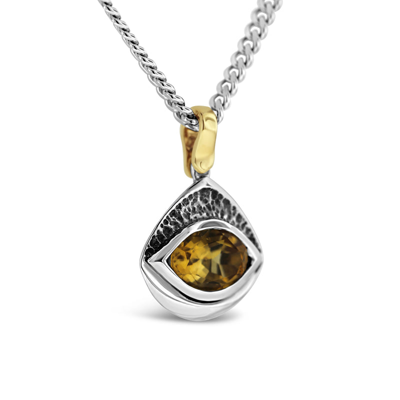 W Taranto jewellers oval citrine gemstone sterling silver yellow gold pendant necklace mens jewellery Sydney jeweller