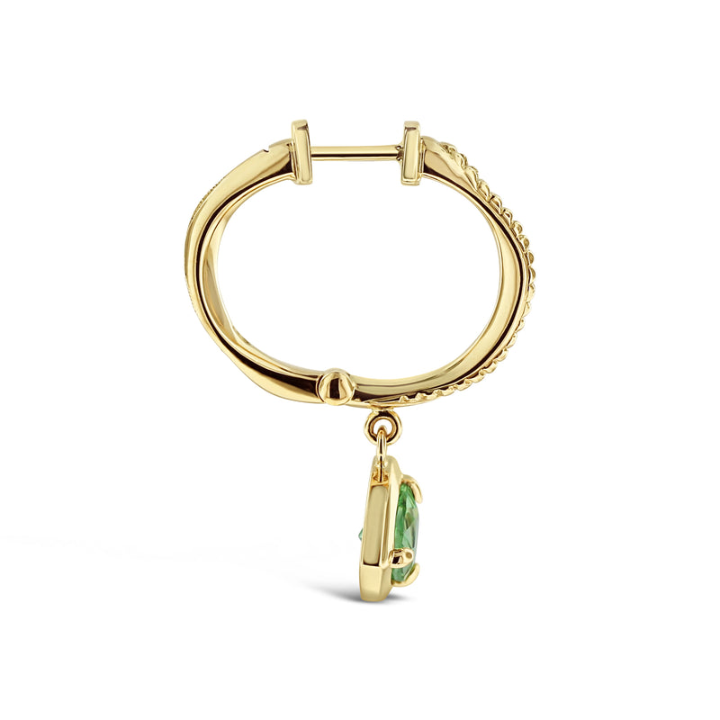 Mint Tsavorite garnet earring in 18k yellow gold