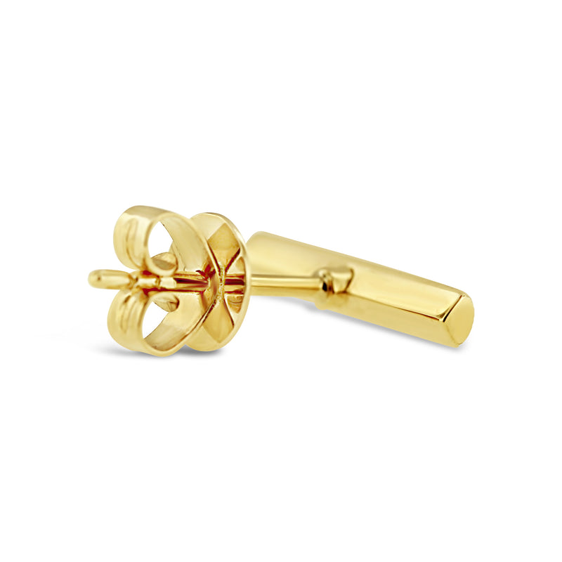 Round diamond milgrain earring in 18k yellow gold